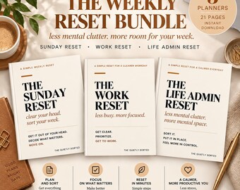 Weekly Reset Bundle | Sunday, Work, Life Admin Planners (Digital Download)