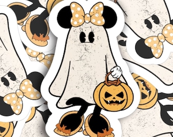 Minnie Ghost | Disney | Halloween | vinyl sticker | Water bottle, laptop, notebook sticker | Waterproof sticker