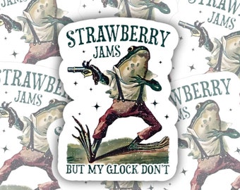 Strawberry Jams but my Glock don't | Matte vinyl sticker | Water bottle, laptop, notebook | Waterproof sticker | Magnet