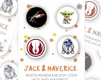 Star Wars / Yoda / Set de 4 pines / Rebels / Disney / Botón / Decoración para mochila / Pin para bolso