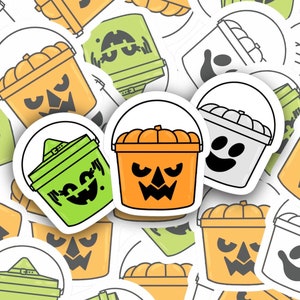 Mini Boo Buckets | Pumpkin | Ghost Bucket | 3 vinyl sticker Pack | Halloween | Water bottle, laptop, notebook sticker | Waterproof sticker