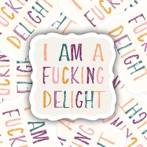 I Am A F..king Delight | vinyl sticker | Sarcastic | Water bottle, laptop, notebook sticker | Waterproof sticker