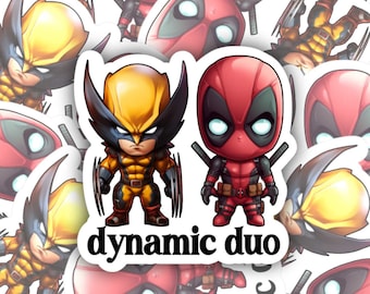 Dynamic Duo | Wolverine Deadpool | Matte vinyl sticker | Magnet | Water bottle, laptop, notebook sticker | Waterproof