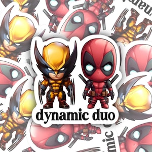 Dynamic Duo | Wolverine Deadpool | vinyl sticker | Water bottle, laptop, notebook sticker | Waterproof sticker