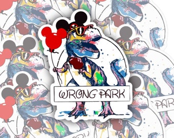 Wrong Park | vinyl sticker | T Rex | Coffee |Water bottle, laptop, notebook sticker | Waterproof sticker