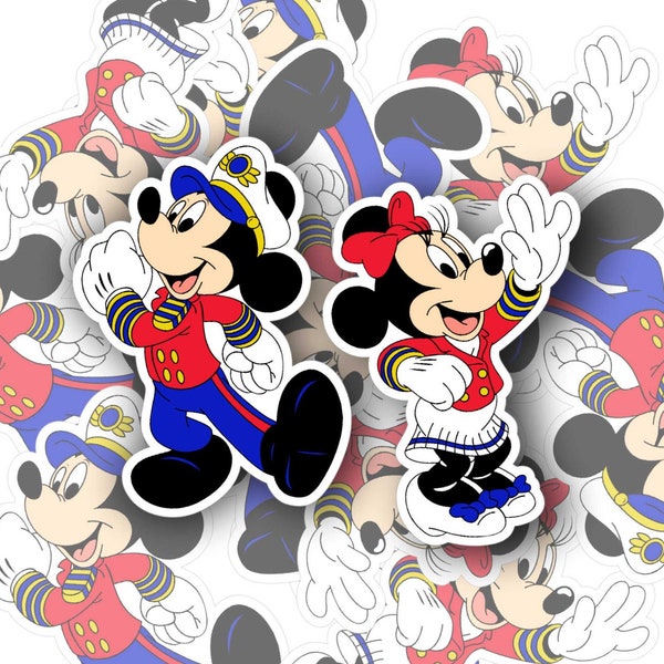 Captain Mickey & Minnie | Magical Cruise | vinyl sticker  | Water bottle, Car, laptop, notebook sticker | Waterproof sticker