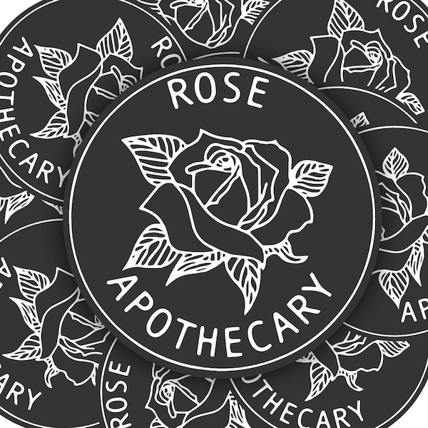 Rose Apothecary | Round vinyl sticker | Schitts Creek | Water bottle, Car, laptop, notebook sticker | Waterproof sticker