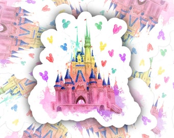 Watercolor Castle | Magic Kingdom | Sparkle Holographic Sticker | Disney | Water bottle, laptop, notebook sticker | Waterproof sticker