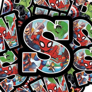 Super Hero Letters | Spider Man | vinyl sticker | Avenger | Water bottle, laptop, notebook sticker | Waterproof sticker