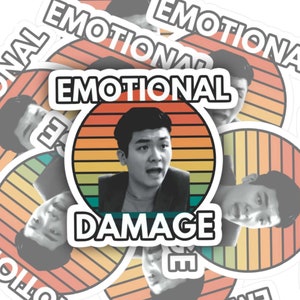 EMOTIONAL DAMAGE | vinyl sticker | Meme | Water bottle, laptop, notebook sticker | Waterproof sticker