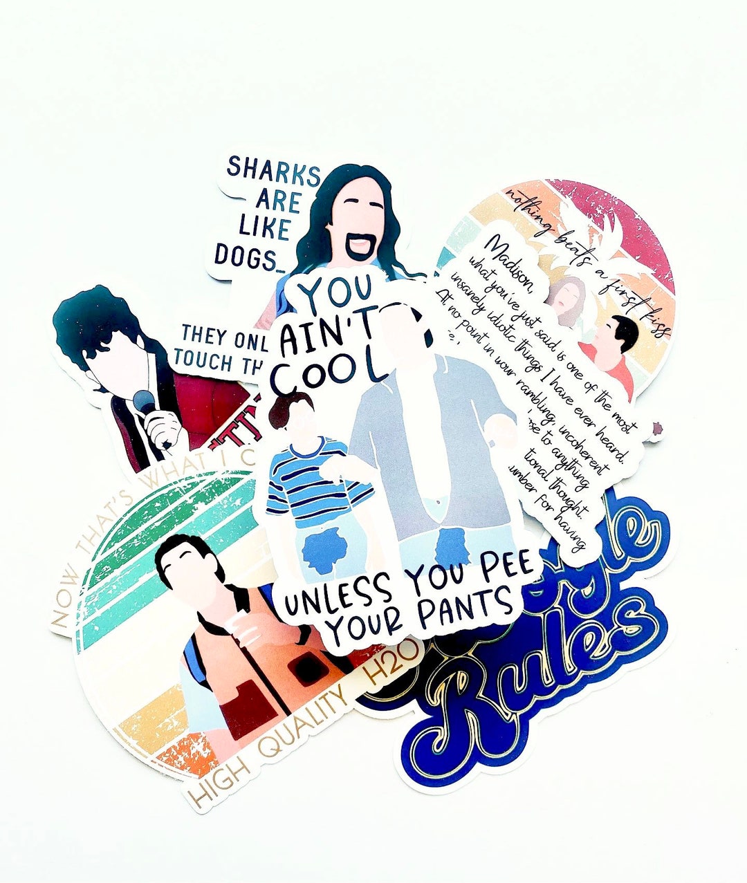 Adam Sandler Vinyl Sticker Pack Waterboy Water Bottle, Car, Laptop