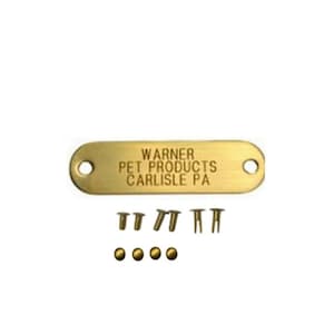 Warner Sporting Engraved brass Pet ID tag, personalized pet id tag, custom pet id tag, engraved pet tag, custom tag with rivets