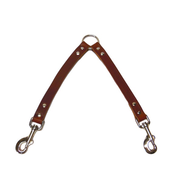 Warner Dog leash Cumberland leather coupler (brown, black, tan, or red) | Walk two dogs at the same time