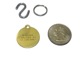 Warner Brass Circle-Rosette bridle-pet hanging tag with S-hook and split ring