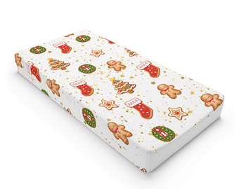 Funda para cambiador de bebé con diseño de galletas de jengibre navideñas / Patrón de galletas navideñas