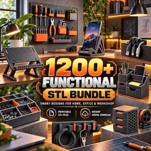 1200+ Functional STL Files, Home & Decor STL Bundle Home Decor, Gadgets, Stands Holders More, 3D Printable Home Design Pack, Lifetime Access