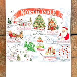 North Pole Map #30 Flour Sack Kitchen Towel