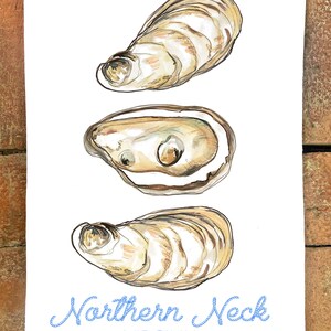 Three Oysters   CUSTOM TOWN PRINT   #104  Flour Sack Kitchen Towel