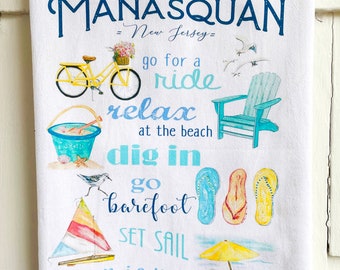 101 Custom Beach Town Name -  Flour Sack Kitchen Towel 18x31