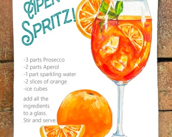 Aperol Spritz Drink Recipe #175 Flour Sack Kitchen Towel