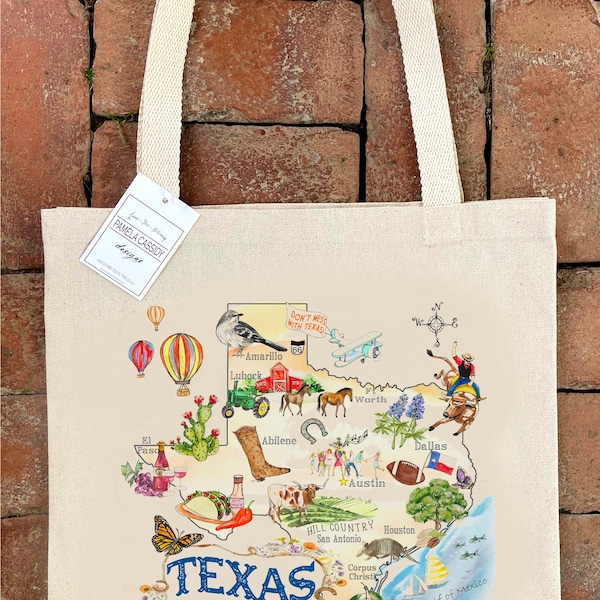 Texas State Map Icon #159  Large Canvas Tote Bag