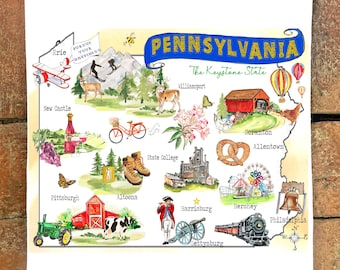 Pennsylvania State Map  #166  Flour Sack Kitchen Towel
