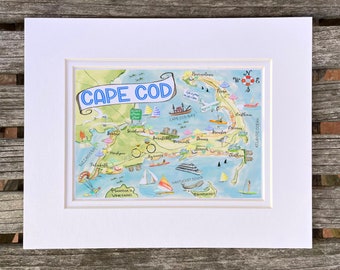 Cape Cod Massachusetts Map #170 Matted Print