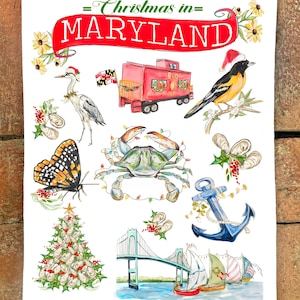 Christmas in Maryland #141  Flour Sack Kitchen Towel 28x28