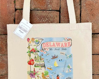 Delaware State Map Icon #174  Large Canvas Tote Bag