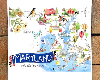 Maryland Map #173  Flour Sack Kitchen Towel