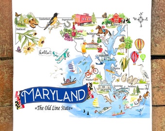 Maryland Map #173  Flour Sack Kitchen Towel