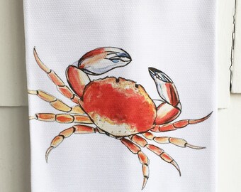 Red Crab Flour Sack Kitchen Towel