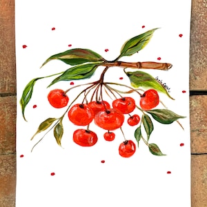 Cherries  #2023 Flour Sack Kitchen Towel