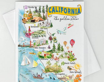 California State Map #168 Linen Notecards Set of 8