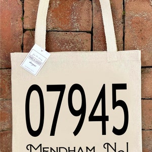 Personalized Town Name and Zip Code Canvas Tote Bag