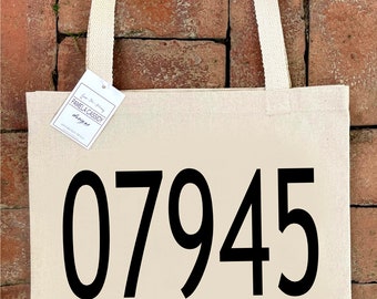 Personalized Town Name and Zip Code Canvas Tote Bag