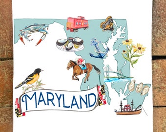 Maryland State Icon Outline #131   Flour Sack Kitchen Towel