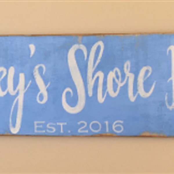 Custom Last Name Beach Shore House  Wood Sign -9x36