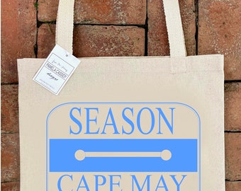 Sky Blue Beach Badge Canvas Tote Bag