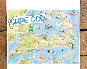 Cape Cod Massachusetts Map #170  Flour Sack Kitchen Towel