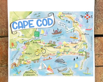 Cape Cod Massachusetts Map #170  Flour Sack Kitchen Towel