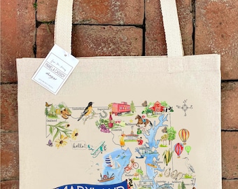 Maryland State Map #173 Canvas Tote Bag