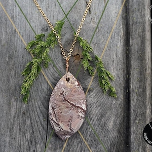 Sonoran Dendritic Rhyolite Necklace Dainty gemstone necklace Raw crystal necklace raw gemstone necklace Rough stone necklace Boho necklace