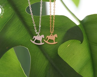 Rocking horse necklace, rocking horse, horse necklace for girl, silver horse necklace,horse charm necklace,gold horse necklace,horse pendant