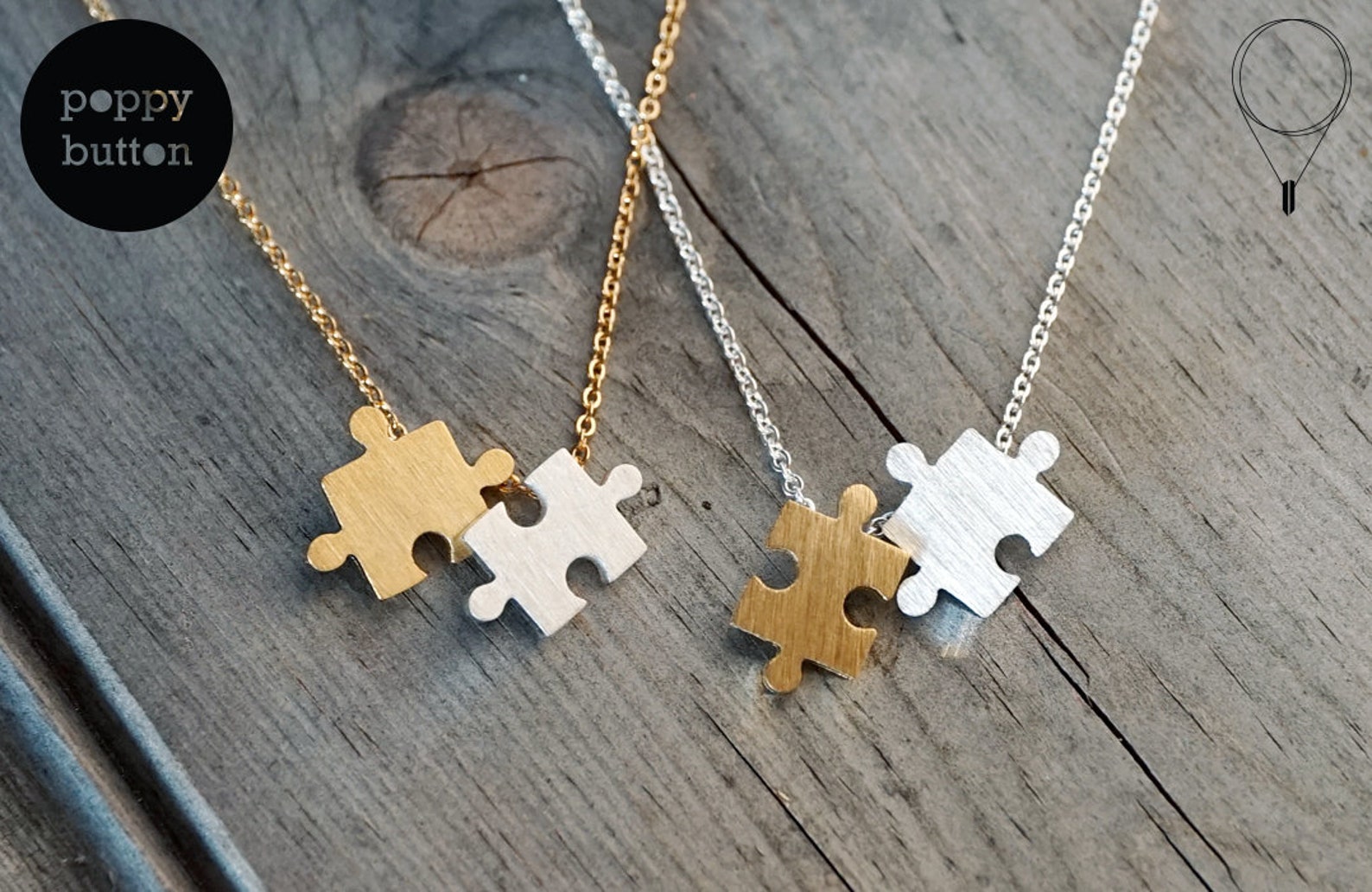 Puzzle Necklace Puzzle Piece Necklace Gold Puzzle Piece Etsy