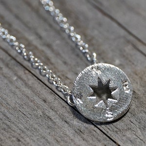 Collar de brújula, collar de brújula de plata, collar de brújula personalizado, brújula grabada, collar North Star, joyería celestial