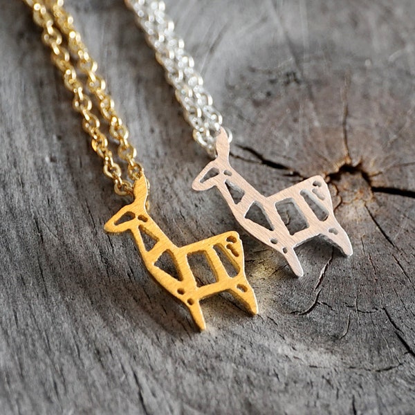 Lama ketting | Zilveren lama ketting | Gouden ketting | Origami ketting | Alpaca | sierlijke ketting | geschenken voor haar