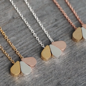 tiny teardrop necklace raindrop necklace silver necklace gold necklace teardrop pendant gift for her bridesmaid gift pendant necklace