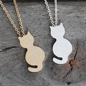 cat pendant necklace, cat silver necklace, cat pendant necklace, gold cat necklace, cat charm necklace, cat, cat lover gift, necklace,