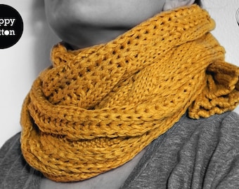 Yellow Scarf | Mustard Scarf | Knit Scarf | Fall Scarf | Infinity Scarf | Chunky Knit Scarf | Circle Scarf | Mustard Cowl | Soft Knit Cowl